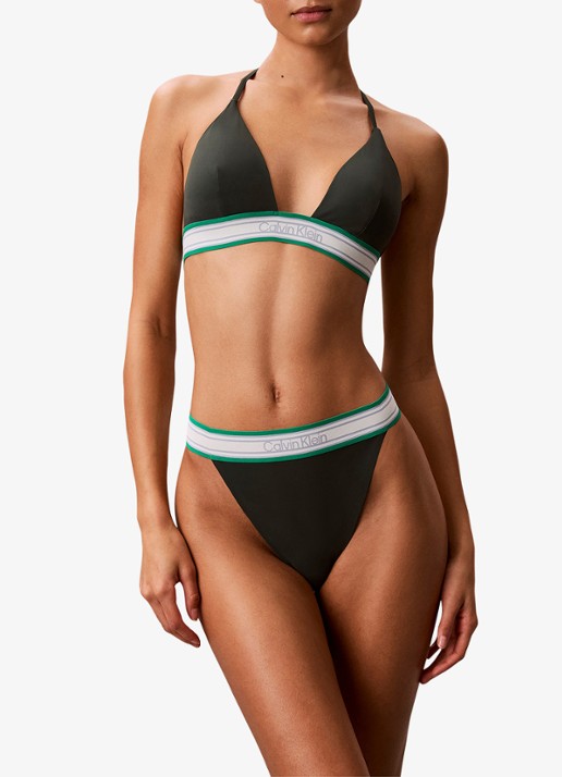 Calvin Klein Bikiniset met gestreept detail - voorkant groen