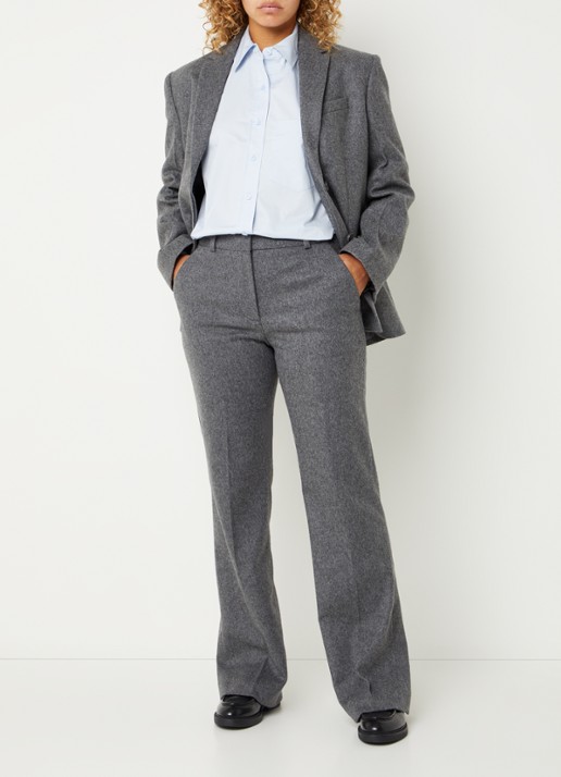 Calvin Klein Blazer in wolblend met paspelzakken - voorkant 2 donkergrijs