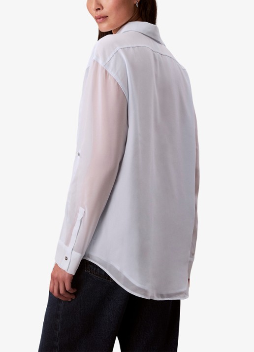 Calvin Klein Blouse met borstzak - achterkant 7 wit