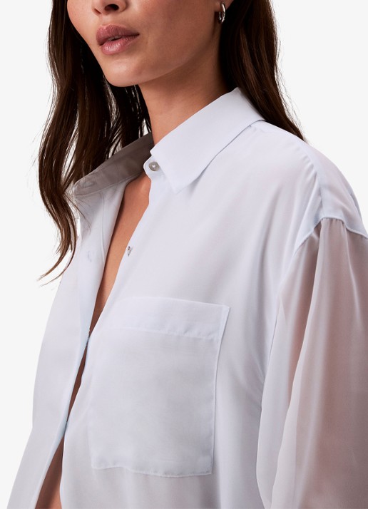 Calvin Klein Blouse met borstzak - detail 2 wit