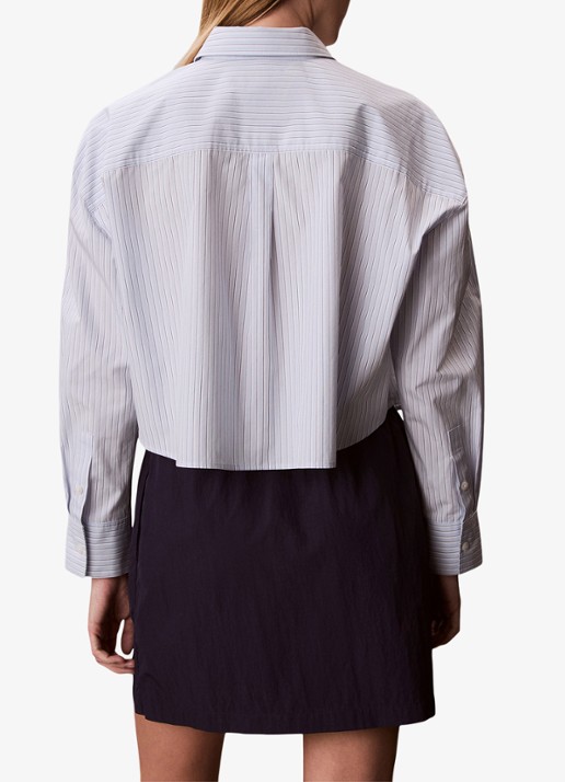 Calvin Klein Blouse met streepprint - achterkant 4 lichtblauw
