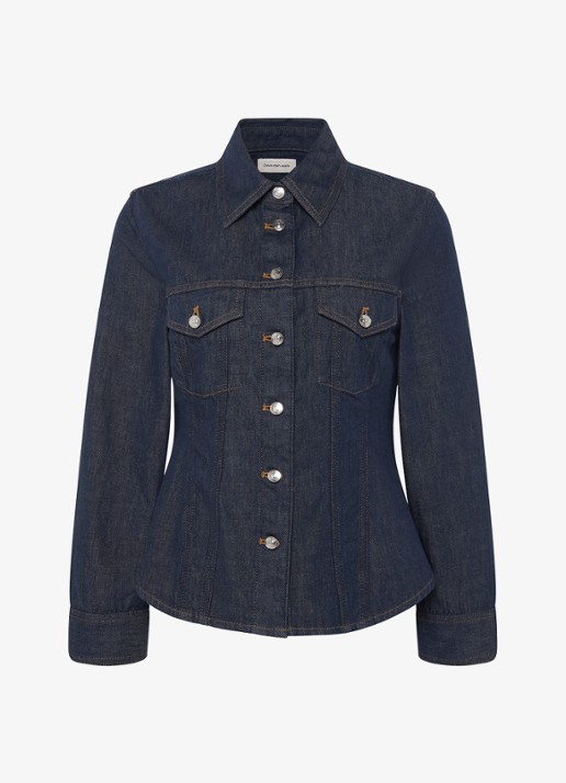 Calvin Klein Blouse van denim - voorkant 5 indigo