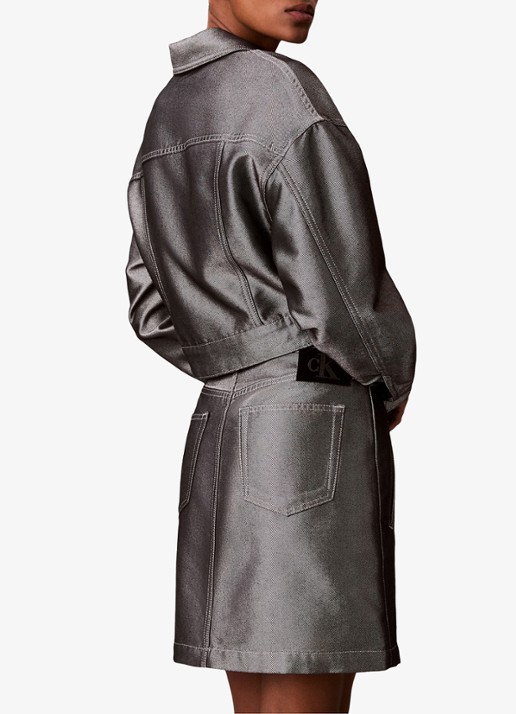 Calvin Klein Bomber jack van denim - achterkant grijs