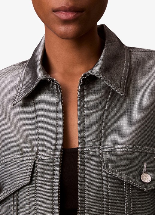 Calvin Klein Bomber jack van denim - detail 5 grijs
