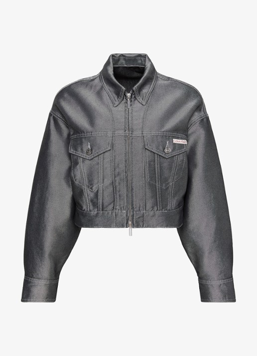 Calvin Klein Bomber jack van denim - voorkant 2 grijs