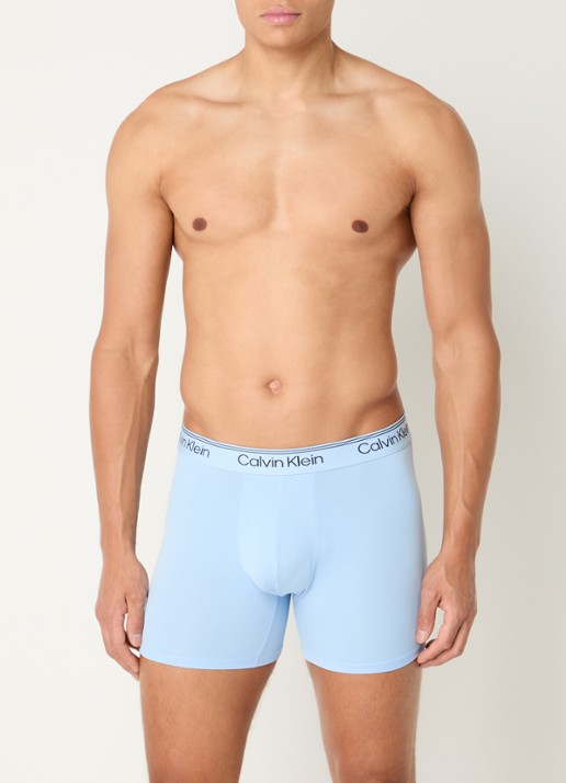 Calvin Klein Boxershorts met logoband in 3-pack - voorkant 4 donkerblauw