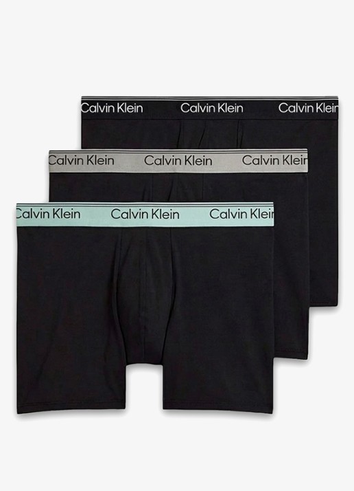 Calvin Klein Boxershorts met logoband in 3-pack - voorkant 3 zwart