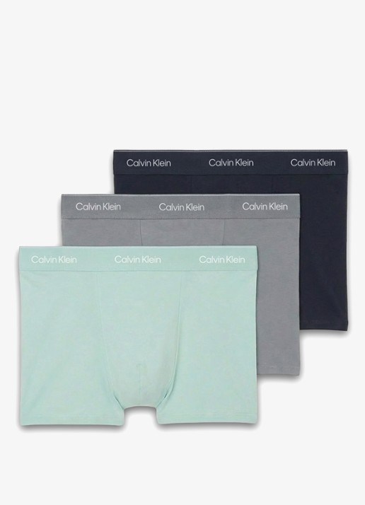 Calvin Klein Boxershorts met logoband in 3-pack - voorkant 3 petrol
