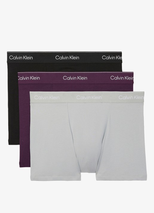 Calvin Klein Boxershorts met logoband in 3-pack - voorkant paars