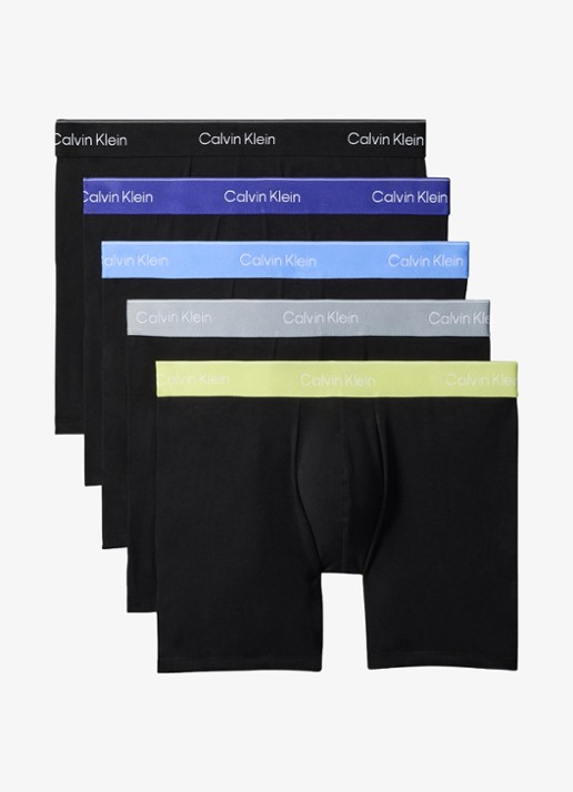 Calvin Klein Boxershorts met logoband in 5-pack - voorkant 4 blauw