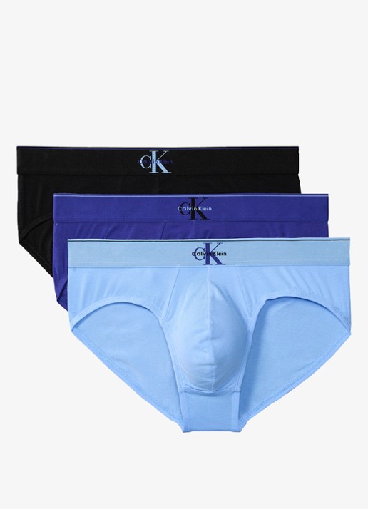Calvin Klein Boxerslips met logoband in 3-pack - voorkant 3 blauw