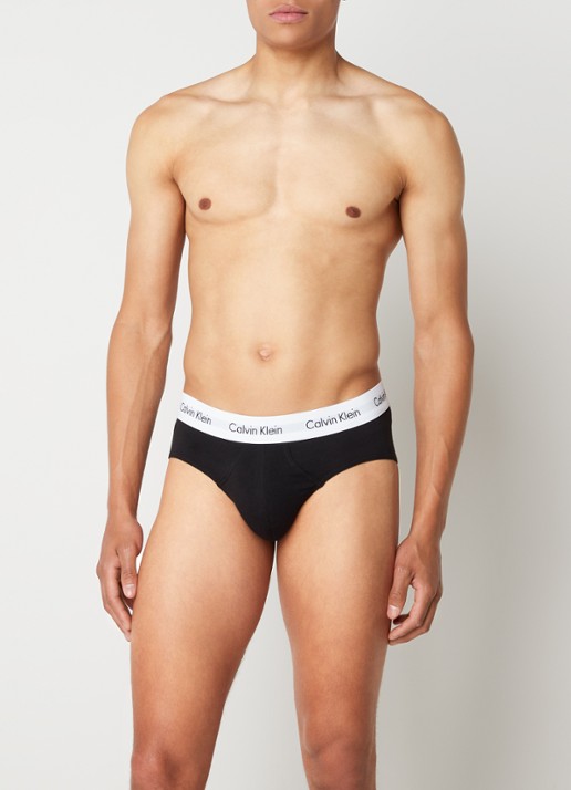 Calvin Klein Boxerslips met logoband in 3-pack - voorkant 2 zwart