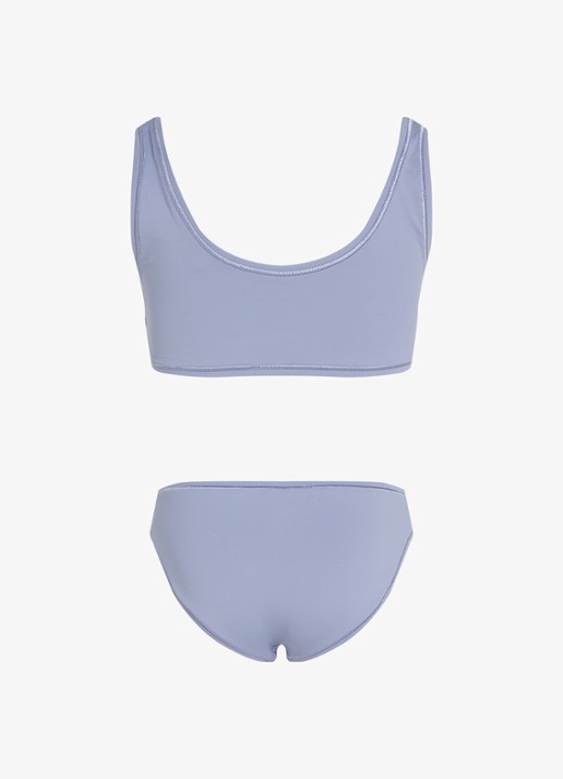 Calvin Klein Bralette met logo en slip in set - voorkant 2 lavendel