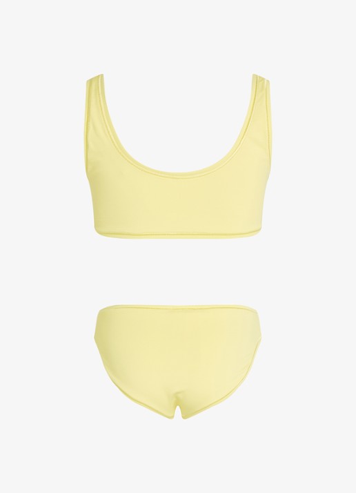 Calvin Klein Bralette met logo en slip in set - achterkant 2 geel