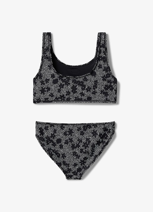 Calvin Klein Bralette met logo en slip in set - achterkant 2 black floral aop-0gk / zwart