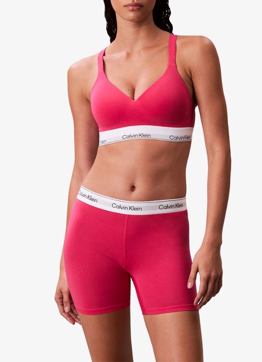 Calvin Klein Bralette met logoband - detail 3 donkerroze
