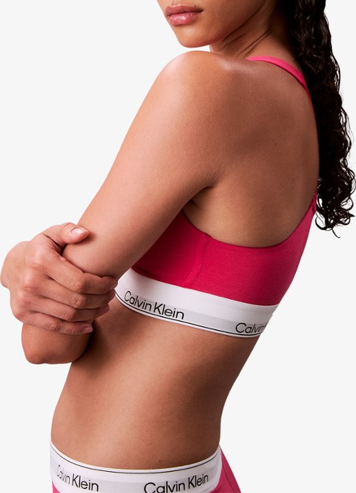 Calvin Klein Bralette met logoband - detail 5 donkerroze