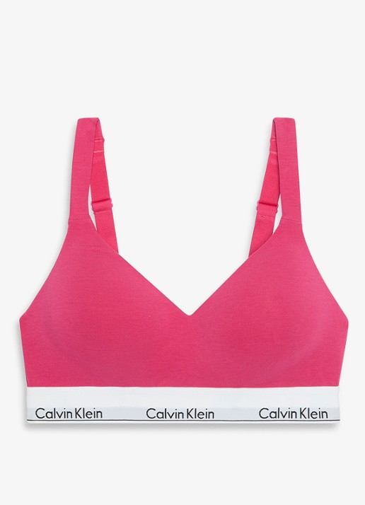 Calvin Klein Bralette met logoband - voorkant donkerroze