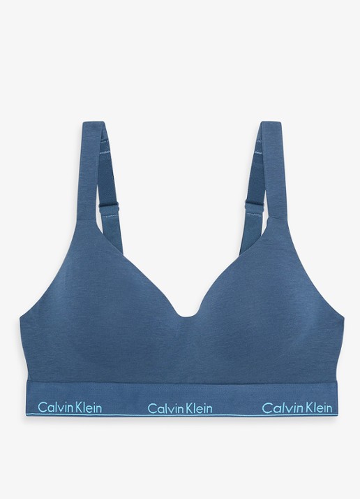 Calvin Klein Bralette met logoband - voorkant 6 donkerblauw