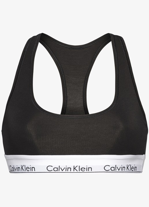 Calvin Klein Bralette met logoband - voorkant 5 zwart