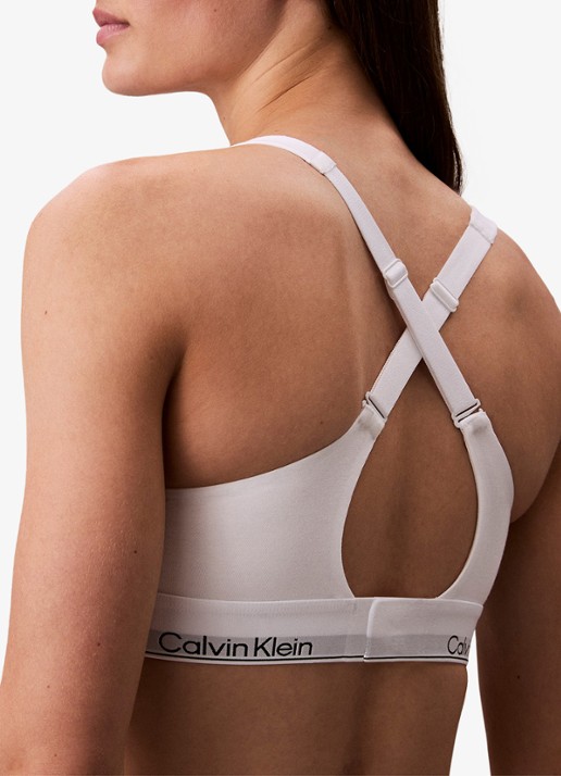 Calvin Klein Bralette met logoband - achterkant wit