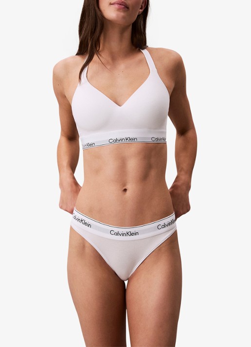 Calvin Klein Bralette met logoband - voorkant 7 wit