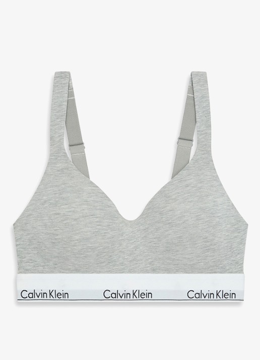 Calvin Klein Bralette met logoband - voorkant grijs