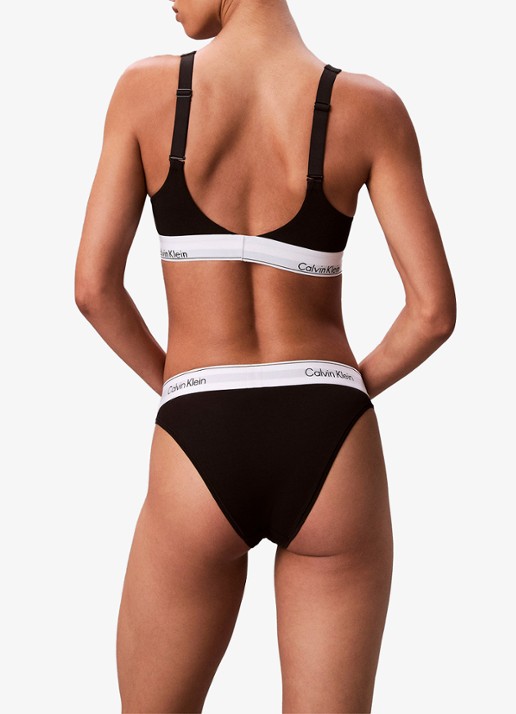 Calvin Klein Bralette met logoband - achterkant 4 zwart