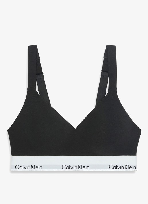 Calvin Klein Bralette met logoband - voorkant zwart