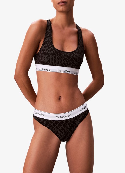 Calvin Klein Bralette met logoband - voorkant 6 antraciet