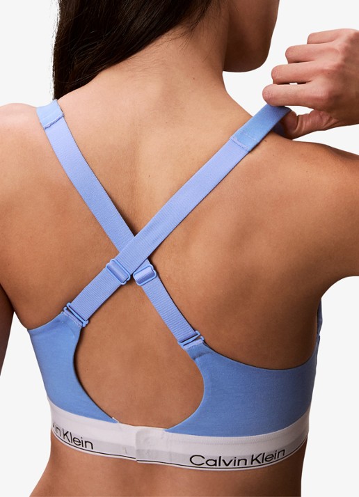 Calvin Klein Bralette met logoband - detail 5 lichtblauw