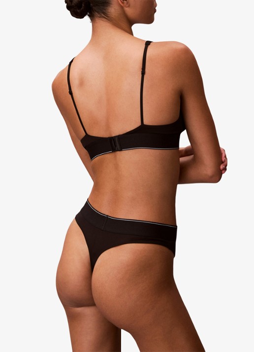 Calvin Klein Bralette met logoband - detail 3 zwart