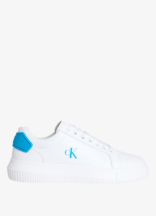 Calvin Klein CHUNKY LEATHER TRAINERS - voorkant wit