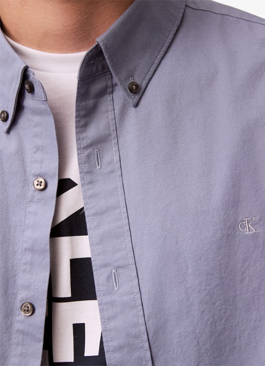 Calvin Klein Classix Oxford regular fit overhemd met logoborduring - detail 3 blauw