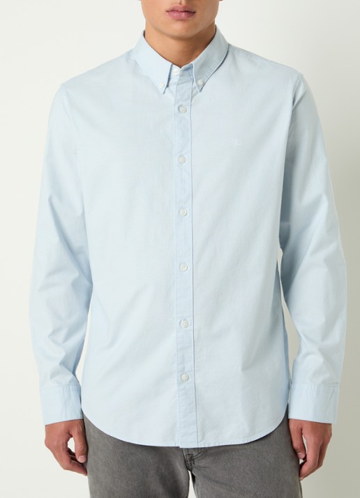 Calvin Klein Classix Oxford regular fit overhemd met logoborduring - detail 4 lichtblauw
