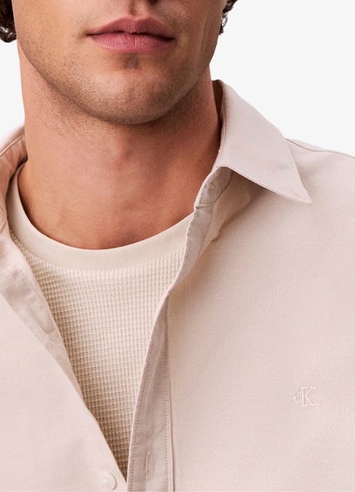 Calvin Klein Classix Oxford regular fit overhemd met logoborduring - detail 3 white pepper / wit