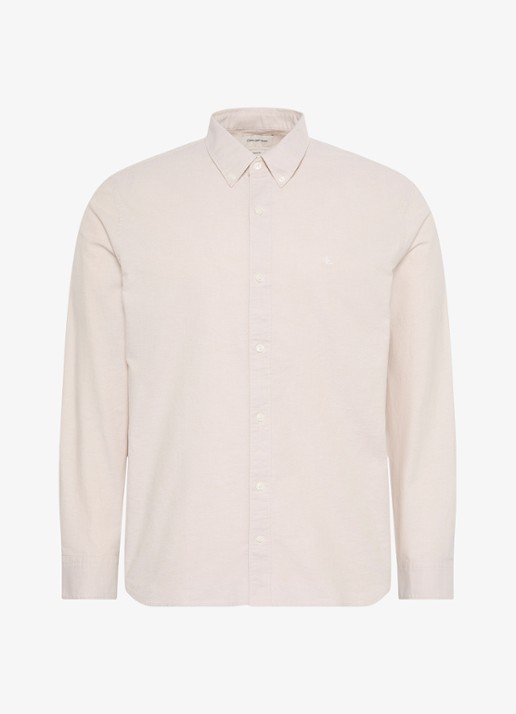 Calvin Klein Classix Oxford regular fit overhemd met logoborduring - voorkant 5 white pepper / wit
