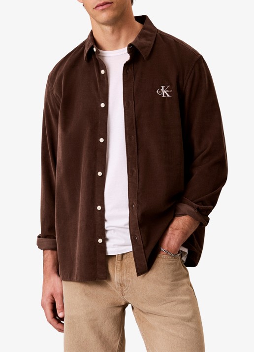 Calvin Klein Comfort fit overhemd van corduroy met borstzak