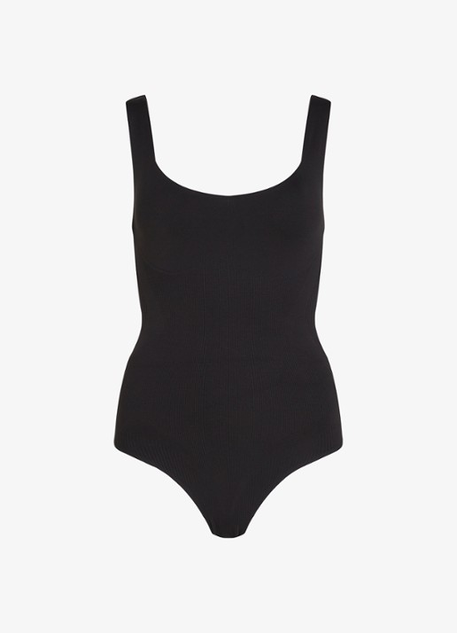Calvin Klein Corrigerende body met rib structuur - voorkant zwart