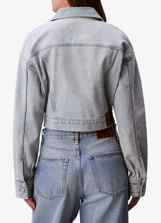Calvin Klein Cropped spijkerjas met borstzakken - achterkant denim