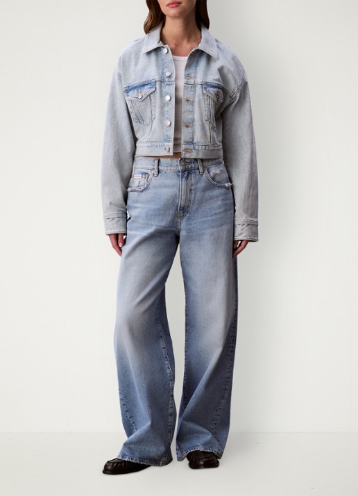Calvin Klein Cropped spijkerjas met borstzakken - voorkant 3 denim