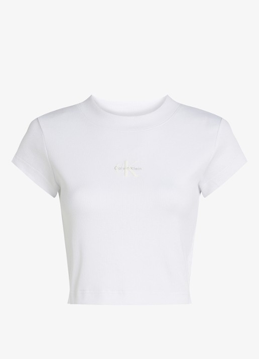 Calvin Klein Cropped T-shirt met logo - voorkant 4 wit