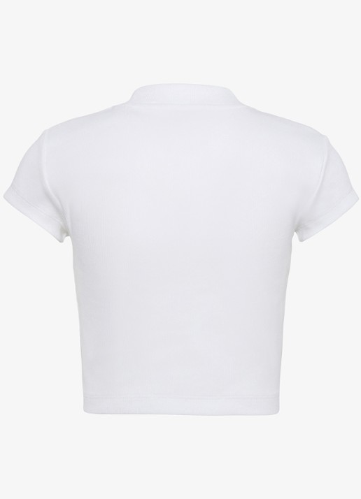 Calvin Klein Cropped T-shirt met logo - detail 7 gebroken wit