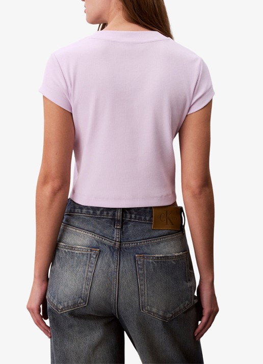 Calvin Klein Cropped T-shirt met logo - achterkant 6 island lilac-3oq / paars