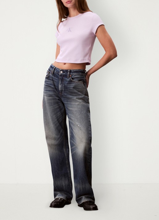 Calvin Klein Cropped T-shirt met logo - voorkant 2 island lilac-3oq / paars