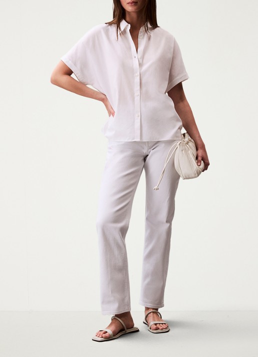 Calvin Klein Dolman blouse met vleermuismouw - voorkant 5 wit