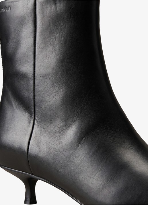 Calvin Klein Enkellaarsje van leer - detail 4 zwart