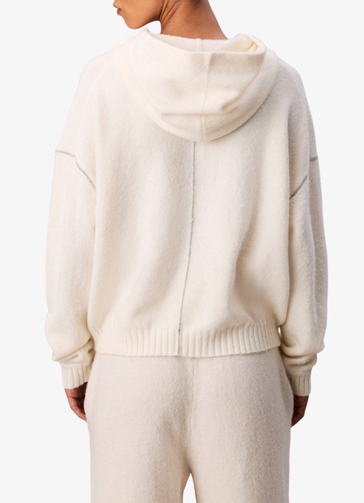 Calvin Klein Fijngebreide hoodie met lurex - achterkant ivoor