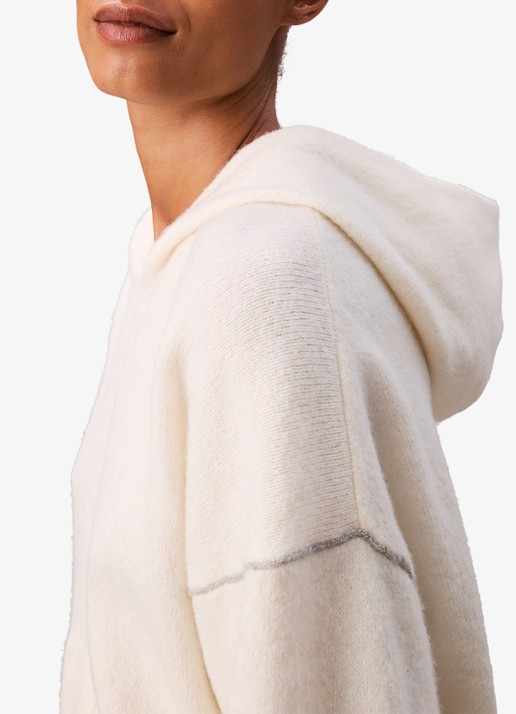 Calvin Klein Fijngebreide hoodie met lurex - detail 3 ivoor