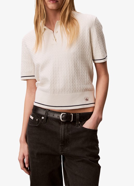 Calvin Klein Fijngebreide trui met gestreept detail